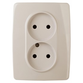 Розетка 2X2P, 16A-250В, IP20, Эра12, слоновая кость