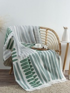 Плед с бахромой «Этель» Lines, 130×180 см, зелёный - Фото 4