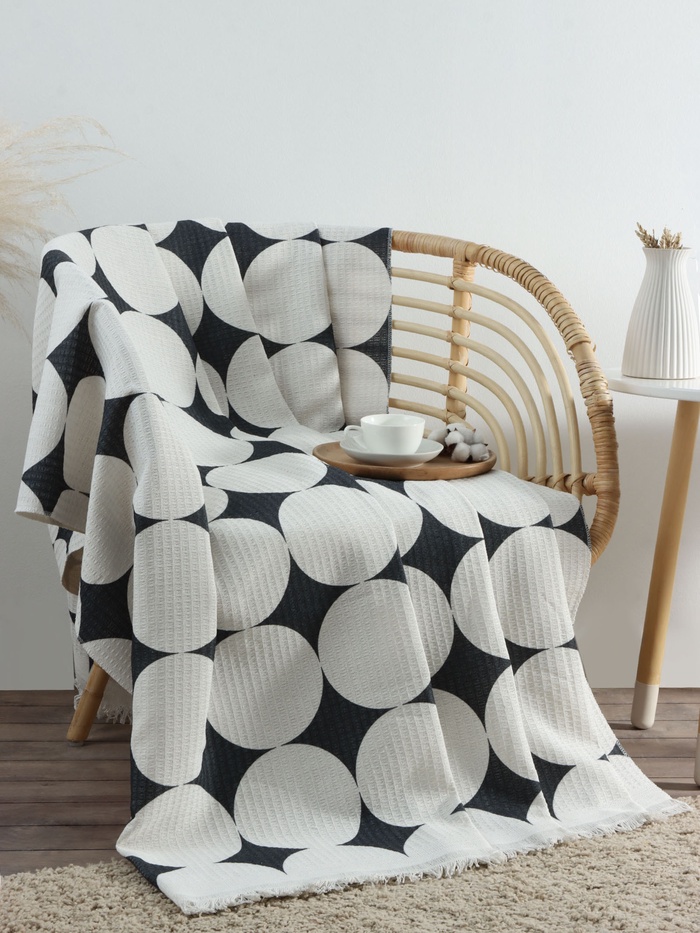 Плед с бахромой «Этель» Illusion, 130×180 см, белый - Фото 1