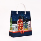 Пакет новогодний «Новогодний городок» мягкий пластик 26?23 см (комплект 10 шт) - фото 53190190