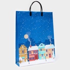 Пакет новогодний «Новогодние дома» мягкий пластик 42×32 см - Фото 2