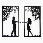 Декорация настенная для интерьера, панно на стену из дерева "Свидание", 2 модуля - фото 25384876