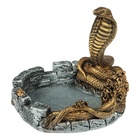 Пепельница символ года "Кобра", новый год, полистоун, серая с золотом 10667234