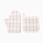 Кухонный набор «Этель» Bright cage: варежка-прихватка 20×27 см, прихватка 19×19 см, 100% хлопок - Фото 3