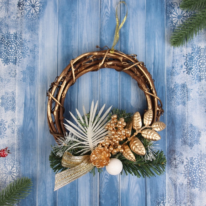 Украшение ёлочное «Зимнее волшебство. Ажурная ветка», новогоднее, 21×19 см - Фото 1