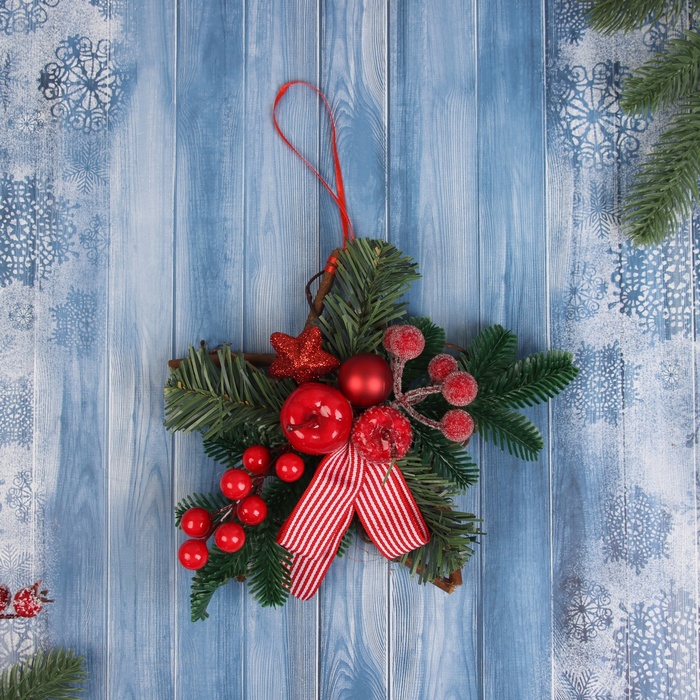 Украшение ёлочное «Зимнее волшебство. Звезда», новогоднее, 20×20 см, в виде звезды - Фото 1