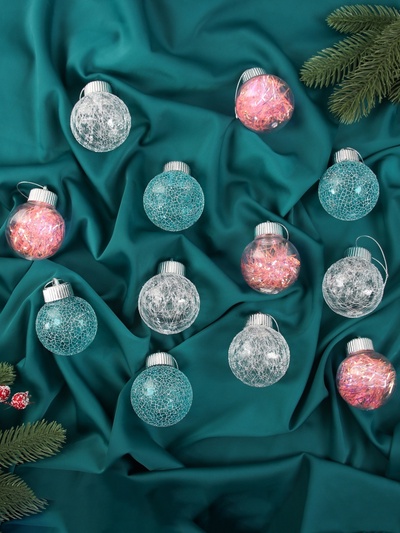 Ёлочные игрушки, шары новогодние , пластик, набор d-6 см, 12 шт "Калейдоскоп" каприз, МИКС