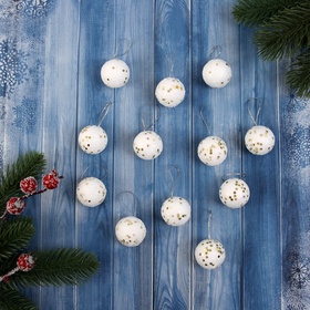 Ёлочные игрушки «Золотые вкрапления», шары новогодние, пенопласт, d=3 см, набор 12 шт. (комплект 3 шт)