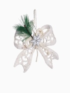 Ёлочная игрушка «Зимнее волшебство. Бантик блеск жемчужины» пластик, 11×10 см, белый - Фото 5