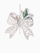 Ёлочная игрушка «Зимнее волшебство. Бантик блеск жемчужины» пластик, 11×10 см, белый - Фото 6