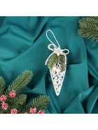 Ёлочная игрушка «Капля блеск жемчужины» 12×4.5 см, белый - Фото 2