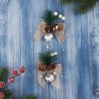 Ёлочные игрушки 2 шт. «Зимнее волшебство. Композиция на бантике с бубенчиком», 11×9 см - Фото 2