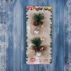 Ёлочные игрушки 2 шт. «Зимнее волшебство. Композиция на бантике с бубенчиком», 11×9 см - Фото 4