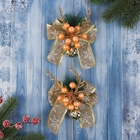 Ёлочные игрушки 2 шт. «Зимнее волшебство. Композиция на бантике» пластик, ягодки, 13×15 см - Фото 2