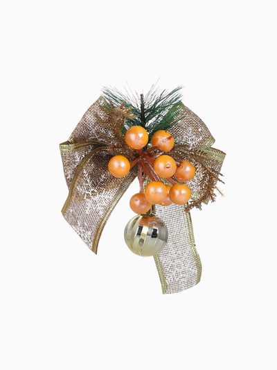 Ёлочные игрушки 2 шт. «Зимнее волшебство. Композиция на бантике» пластик, ягодки, 13×15 см