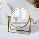 Зеркало настольное PREMIUM, круглое, металлическое, 20.3×20.5×5.7 см, ( d=14.5 см), цвет золотой - Фото 3