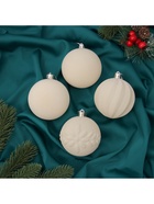 Ёлочные шары набор 4 шт., d=8 см «Бархатный зной» белый - Фото 3