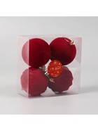 Ёлочные шары набор 4 шт., d=8 см «Бархатный зной» красный - Фото 4