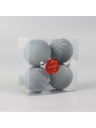 Ёлочные игрушки «Бархатный зной», шары новогодние, d=8 см, 4 шт., серый - Фото 4