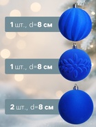 Ёлочные шары набор 4 шт., d=8 см «Бархатный зной» синий - Фото 2