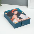 Шкатулка для украшений «Девушка со шпицем», с зеркалом, искусственная кожа, 15×21.5×5.5 см - Фото 1