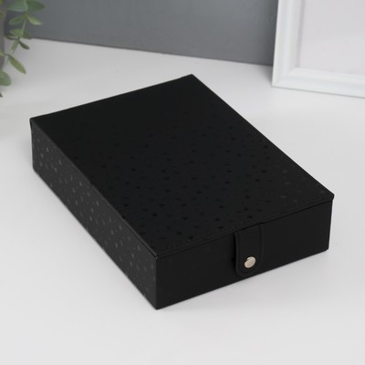 Шкатулка для украшений «Сердечки», с зеркалом, искусственная кожа, чёрная, 15×21.5×5.5 см