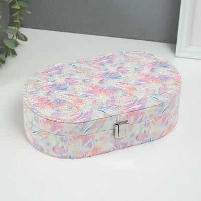 Шкатулка для украшений «Мазки краски», с зеркалом, искусственная кожа, с замком, сирень, 13.5×22.5×6.5 см