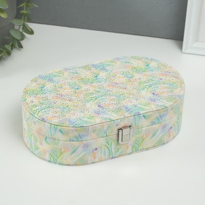 Шкатулка для украшений «Мазки краски», с зеркалом, искусственная кожа, с замком, зелень, 13.5×22.5×6.5 см