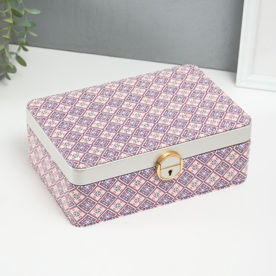 Шкатулка для украшений «Мозаика из плитки», искусственная кожа, с замком, синяя, 16.3×24×8.5 см