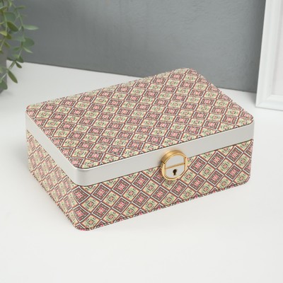 Шкатулка для украшений «Мозаика из плитки», искусственная кожа, с замком, зелёная, 16.3×24×8.5 см