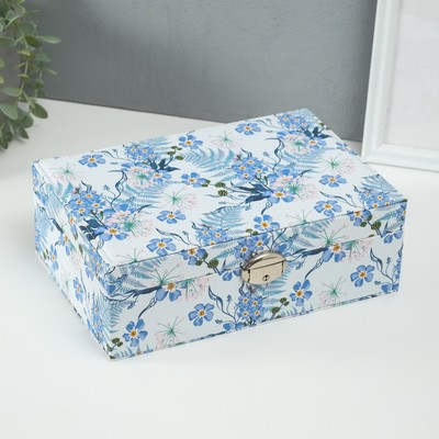 Шкатулка для украшений «Сиреневые цветы», искусственная кожа, с замком, 18×27×9 см