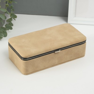 Шкатулка для украшений «Бархатная кожа», с зеркалом, искусственная кожа, песочная, 10×18×6 см