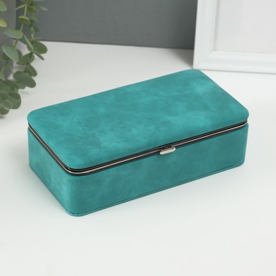 Шкатулка для украшений «Бархатная кожа», с зеркалом, искусственная кожа, морская вода, 10×18×6 см