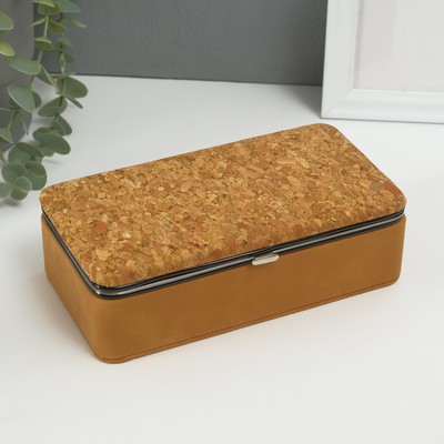 Шкатулка для украшений «Пробка», с зеркалом, искусственная кожа, 10×18×6 см