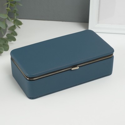 Шкатулка для украшений «Мелкая рябь», с зеркалом, искусственная кожа, сине-серая, 10×18×6 см