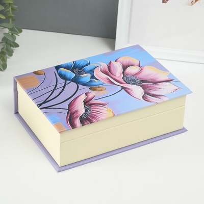Шкатулка - книга для украшений «Прекрасные цветы», искусственная кожа, 15.5×21.5×7 см