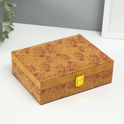 Шкатулка для украшений «Нежные розы», искусственная кожа, с замком, 16.5×21.5×7 см