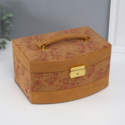 Шкатулка для украшений «Нежные розы», искусственная кожа, пробка, 16.5×22.5×13.5 см