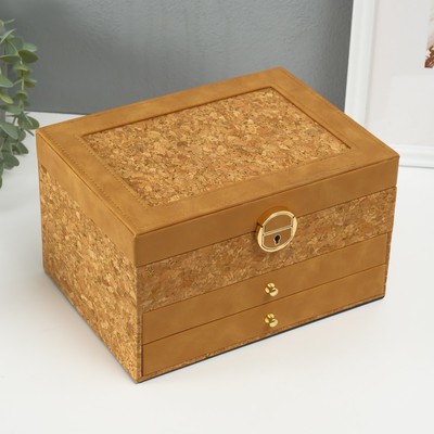 Шкатулка для украшений «Пробка», искусственная кожа, 17.5×23.5×14 см
