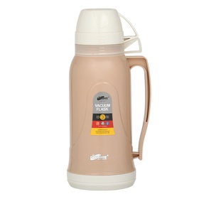 Термос 1.7 л, 14×34 см, со стеклянной колбой, сохраняет тепло 14 ч, пластик, бежевый