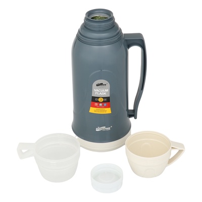 Термос 1.7 л, со стеклянной колбой, сохраняет тепло 14 ч, 14×34 см, серый