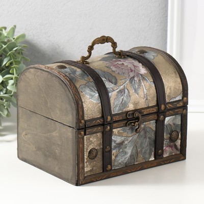 Шкатулка для украшений «Сундук. Узор из листьев», дерево, 20×15×15.5 см