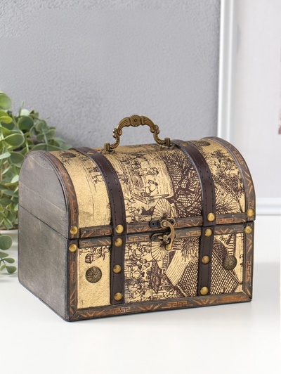 Шкатулка для украшений «Сундук. Ярмарка», дерево, 20×15×15.5 см