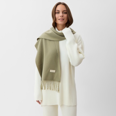 Шарф женский с кистями MIST, оливковый, размер 33×180 см
