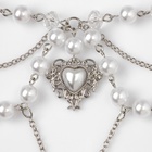 Колье с жемчугом «Сердце» ажурные капли, цвет белый в серебре - Фото 3