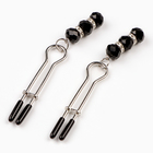 Зажимы для сосков, БДСМ аксессуар, с бусинами, металл, пластик, черный - Фото 2