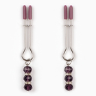 Зажимы для сосков, БДСМ аксессуар, с бусинами, металл, пластик, фиолетовый - Фото 1