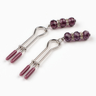 Зажимы для сосков, БДСМ аксессуар, с бусинами, металл, пластик, фиолетовый - Фото 4