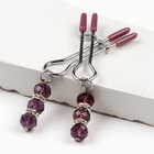 Зажимы для сосков, БДСМ аксессуар, с бусинами, металл, пластик, фиолетовый - Фото 3