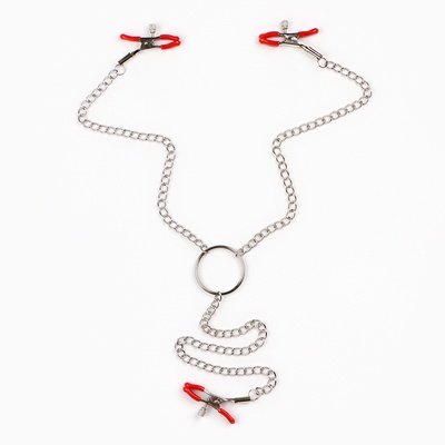 Зажимы для сосков для сосков и клитора, винтовой, металл, красный